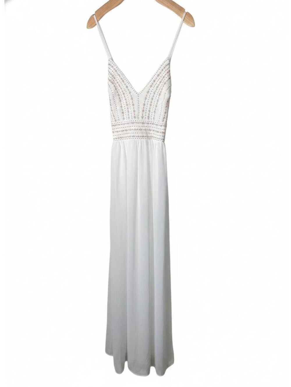 Lulus Maxi Spaghetti Strap Maxi Dress Womens Size Small White Bridal Boho New - Picture 1 of 6